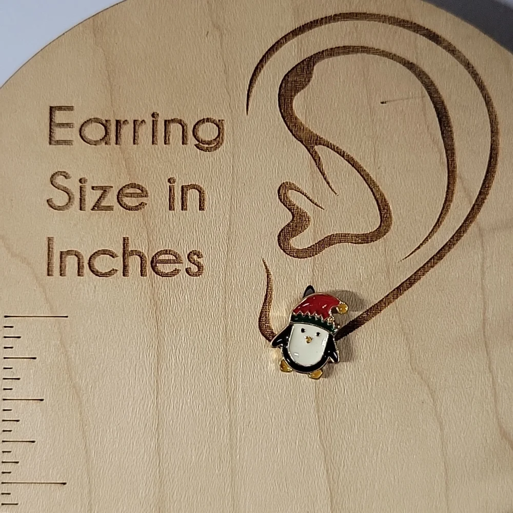 Holiday Penguin Stud Earrings - Picture 3 of 6
